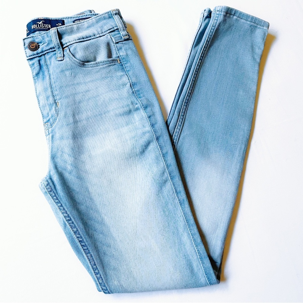 Sz 0S Hollister High Rise Super Skinny Jeans, Light Blue Denim Wash